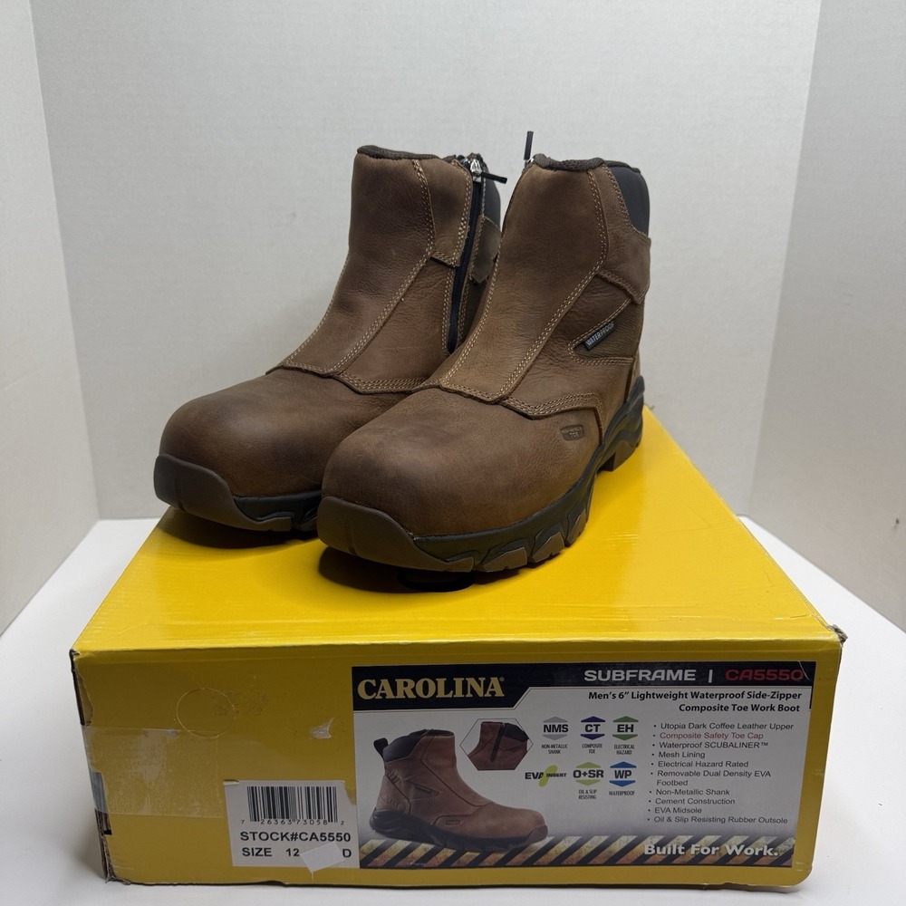 Carolina CA5550 Men’s 12 D Waterproof Side Zip Comp Toe Work Boots NEW
